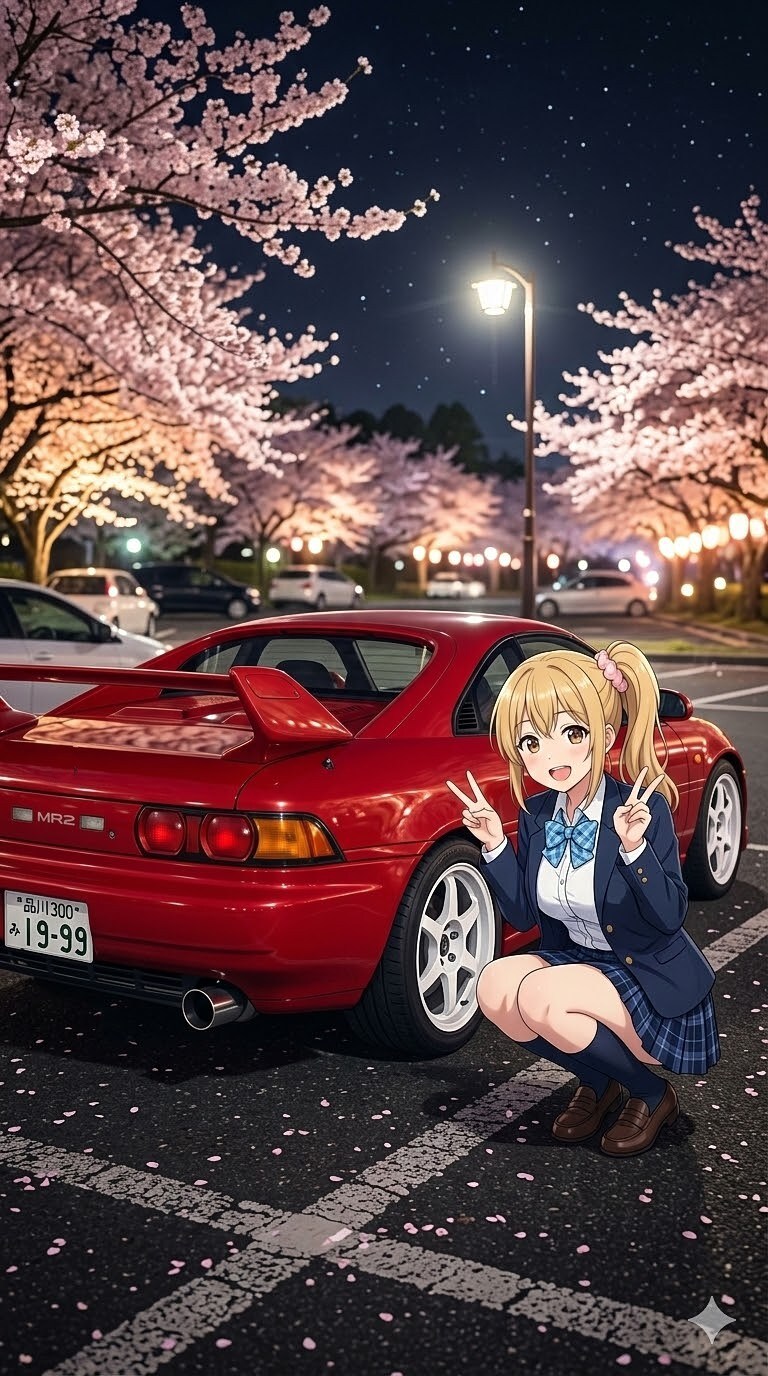 サイドポニーテールちゃんとMR2 | の人気AIイラスト・グラビア