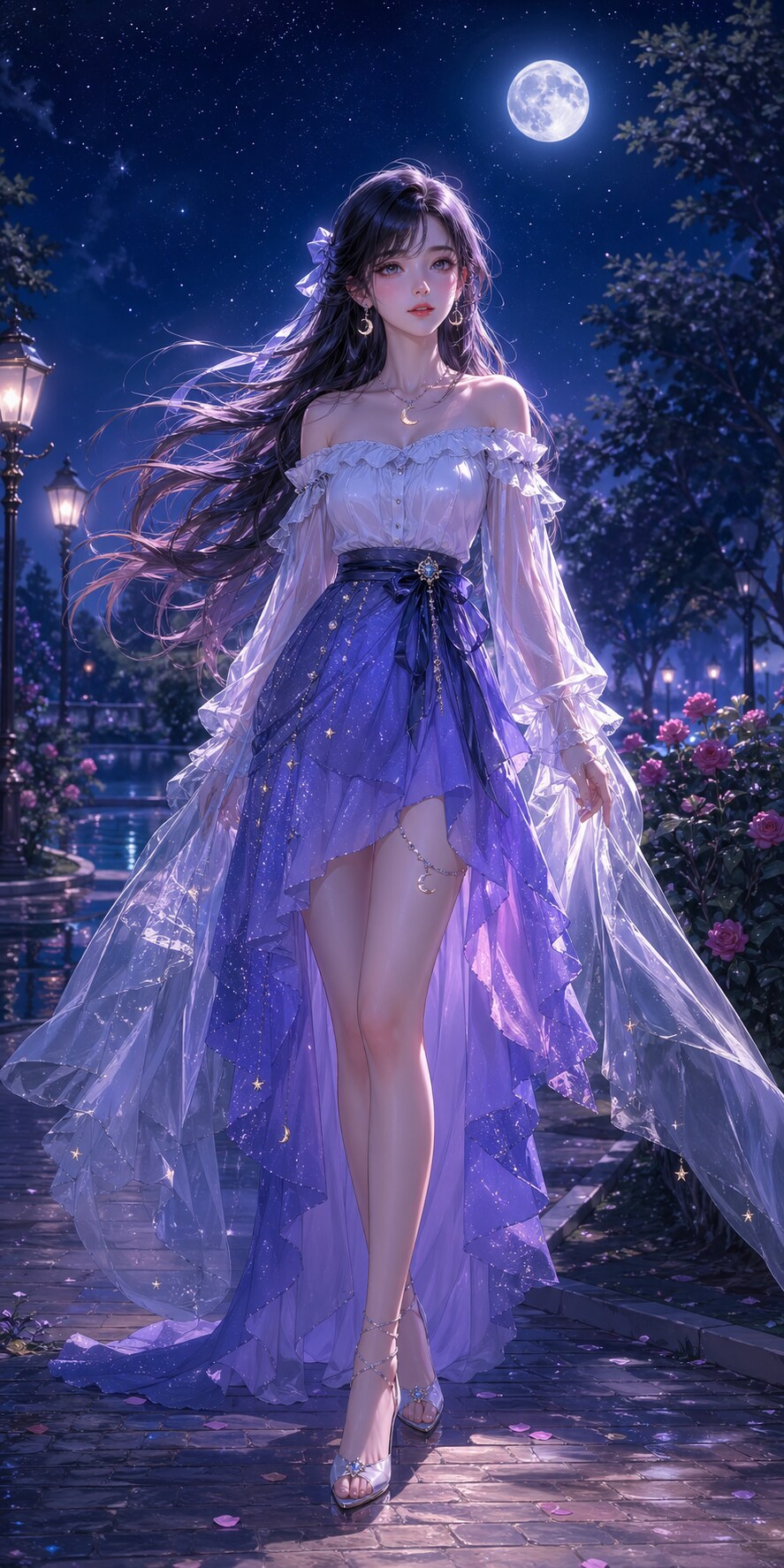 月光の下の幻想的な散歩