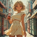 金髪ギャル　レトロ風景 2枚目