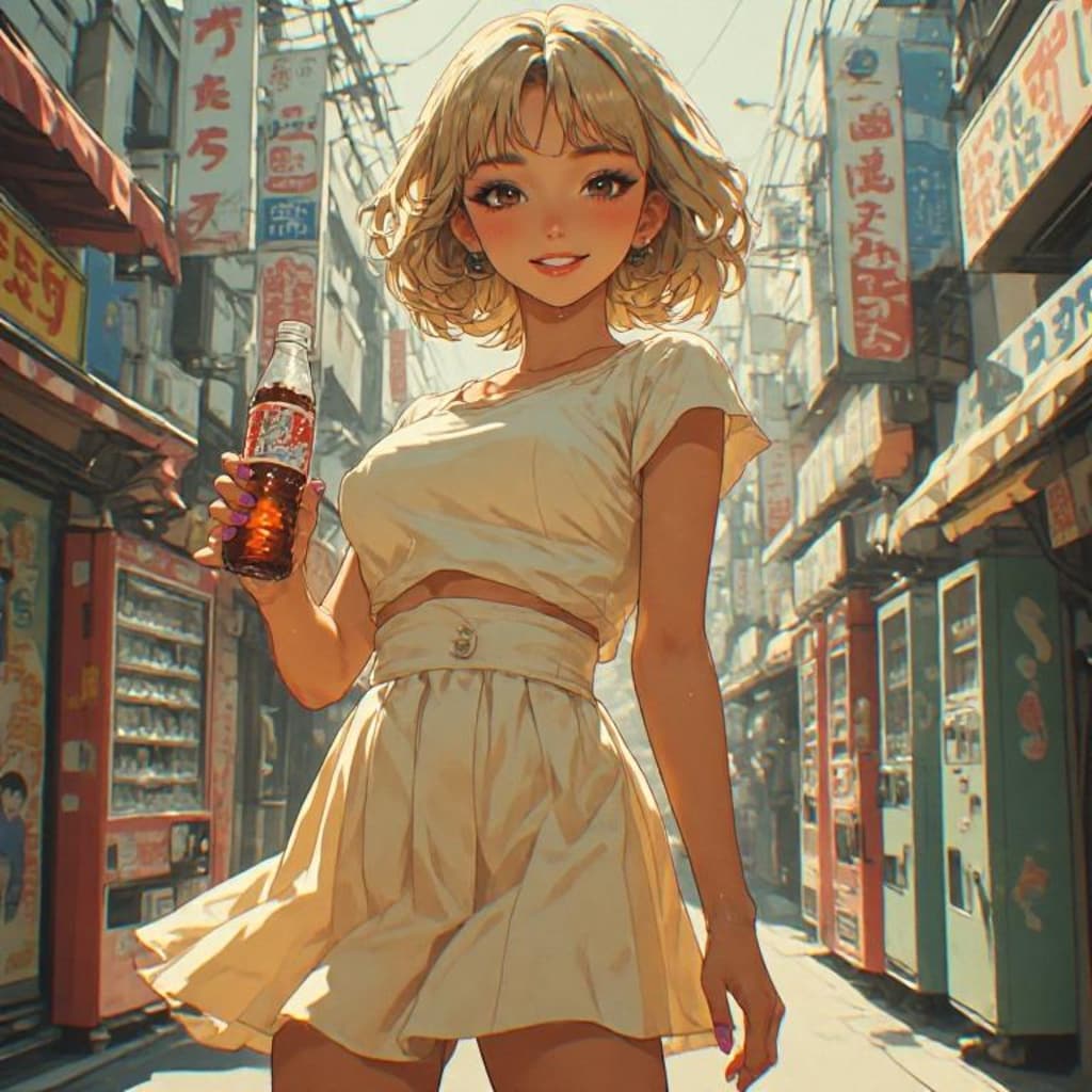 金髪ギャル　レトロ風景