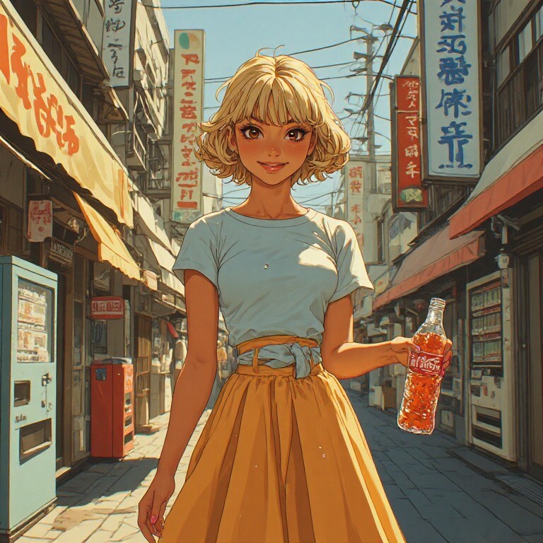 金髪ギャル　レトロ風景