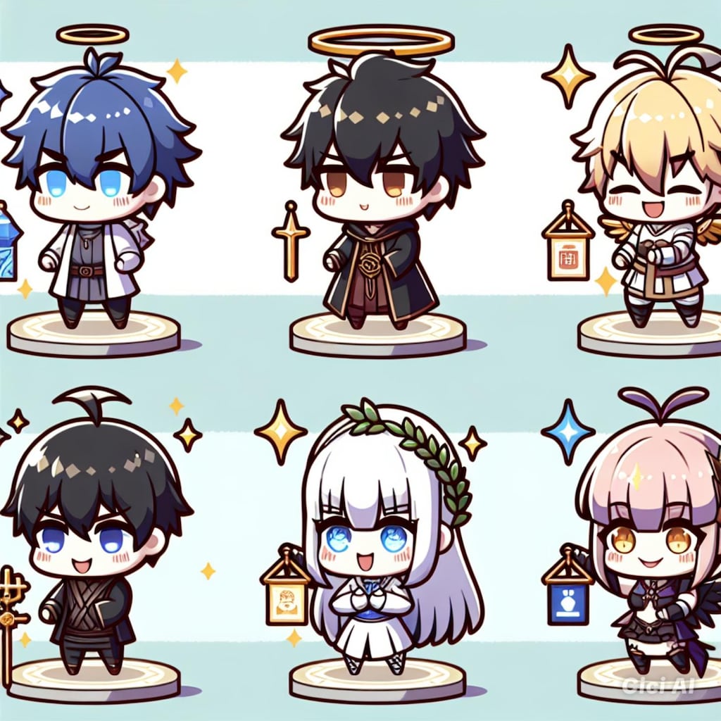 大当たりを引くためにTPを貯めるちびキャラたち