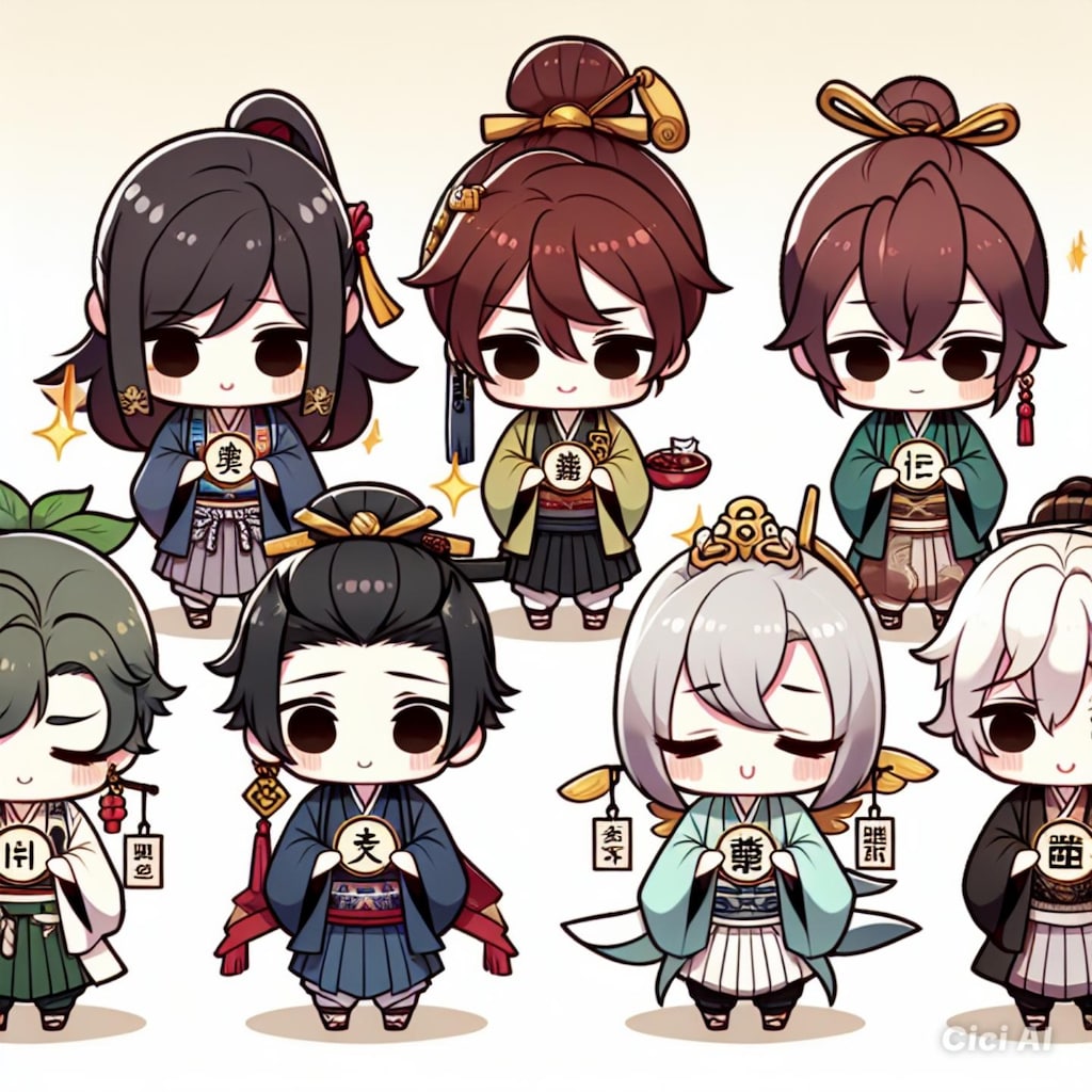大当たりを引くためにTPを貯めるちびキャラたち