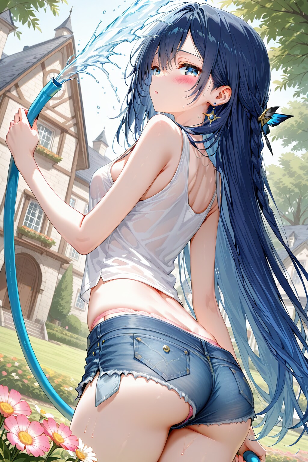 水撒きしてたら濡れちゃった【R-15】