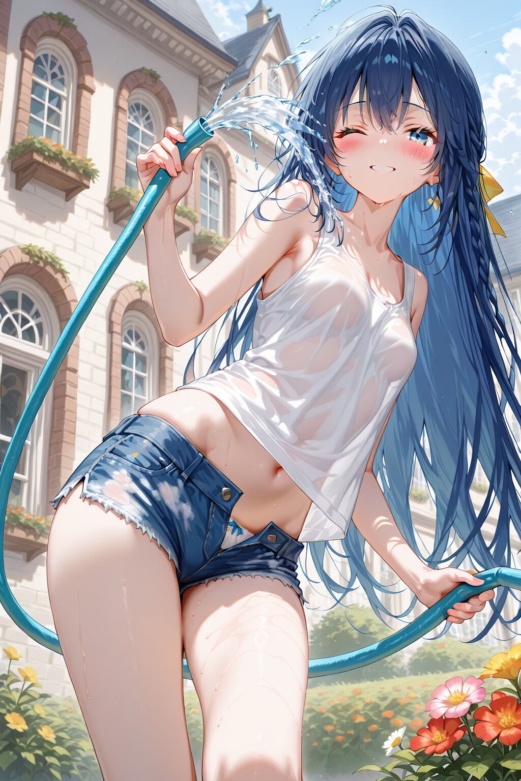 水撒きしてたら濡れちゃった【R-15】