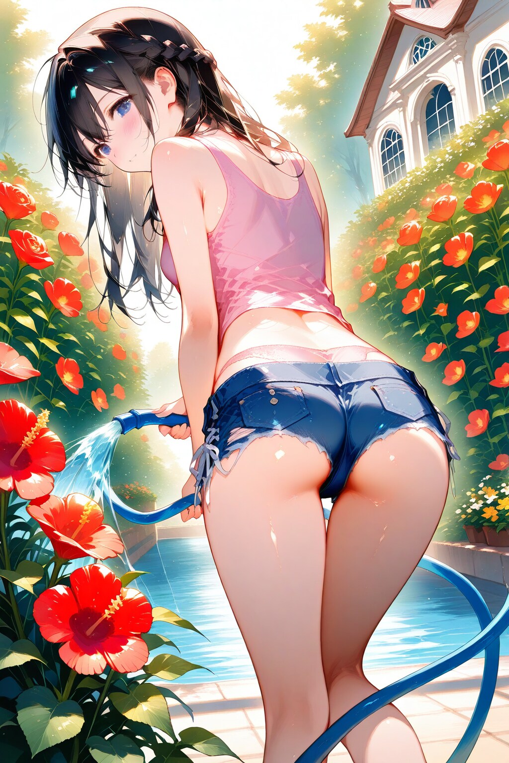 水撒きしてたら濡れちゃった【R-15】
