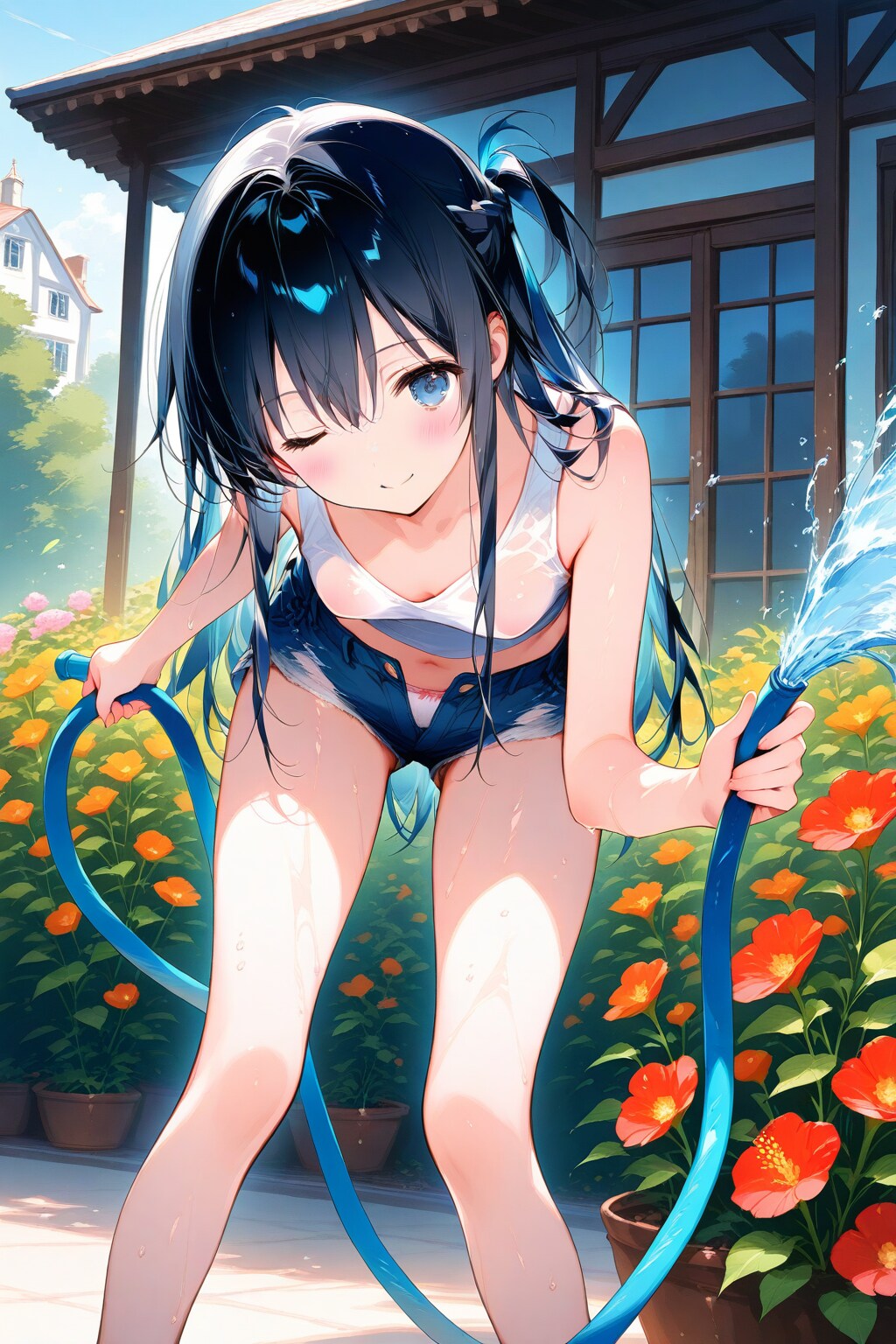 水撒きしてたら濡れちゃった【R-15】