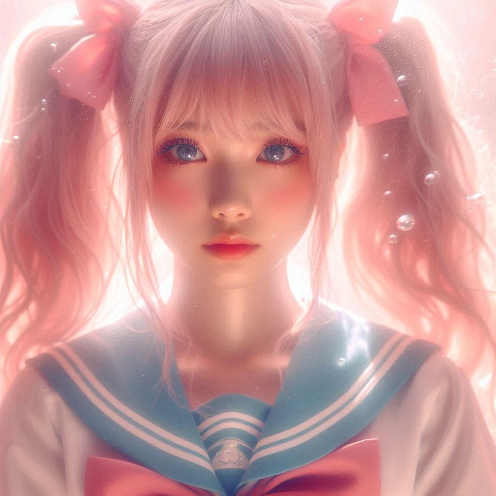 ライトピンクのツインテール少女