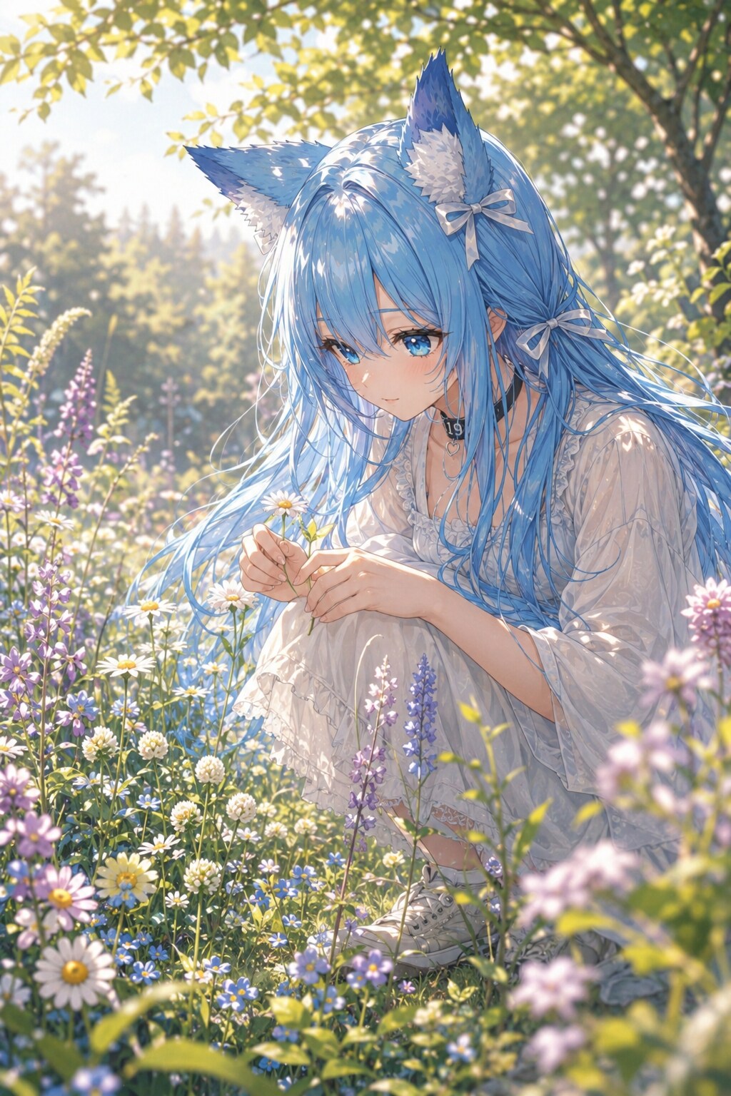 姫猫は、摘んだ花の白さに、思わず消えてしまいそうになった。
