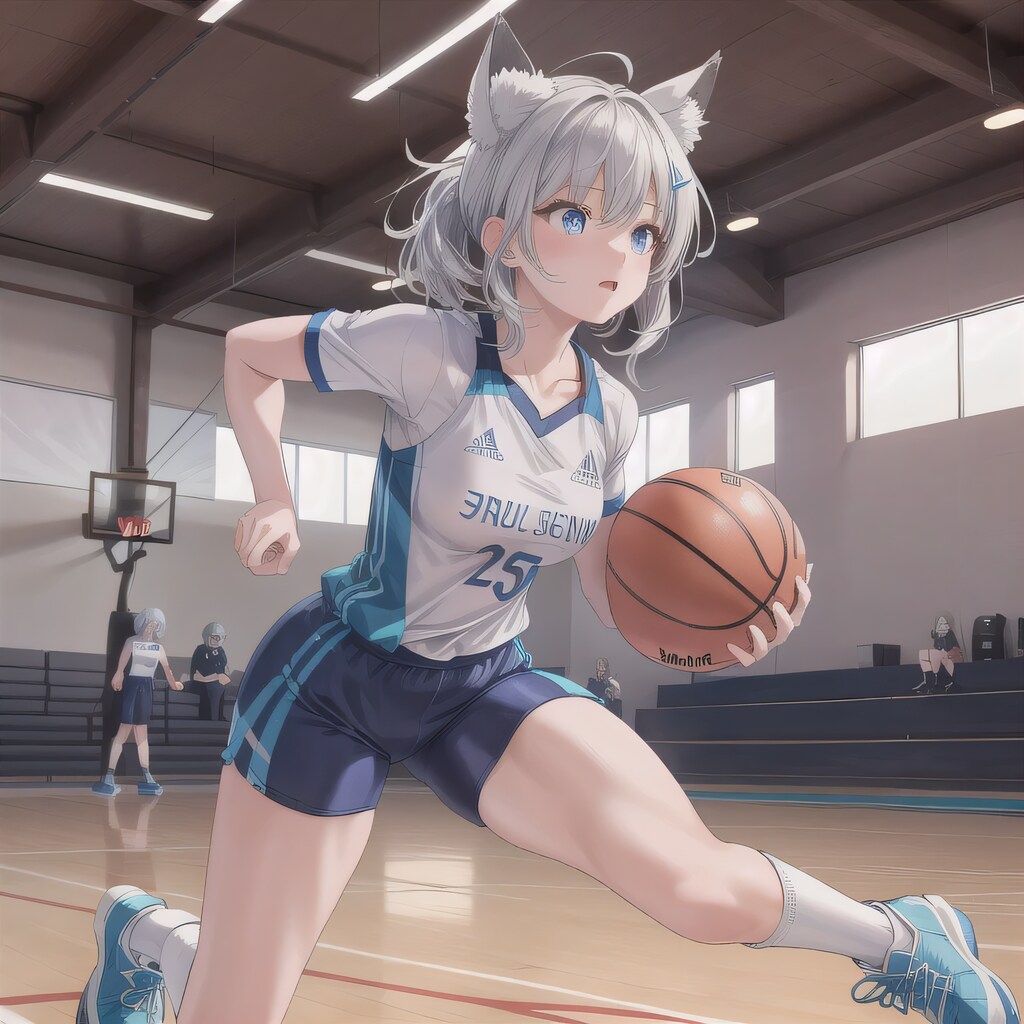 灰髪ロングでユニフォームの少女７