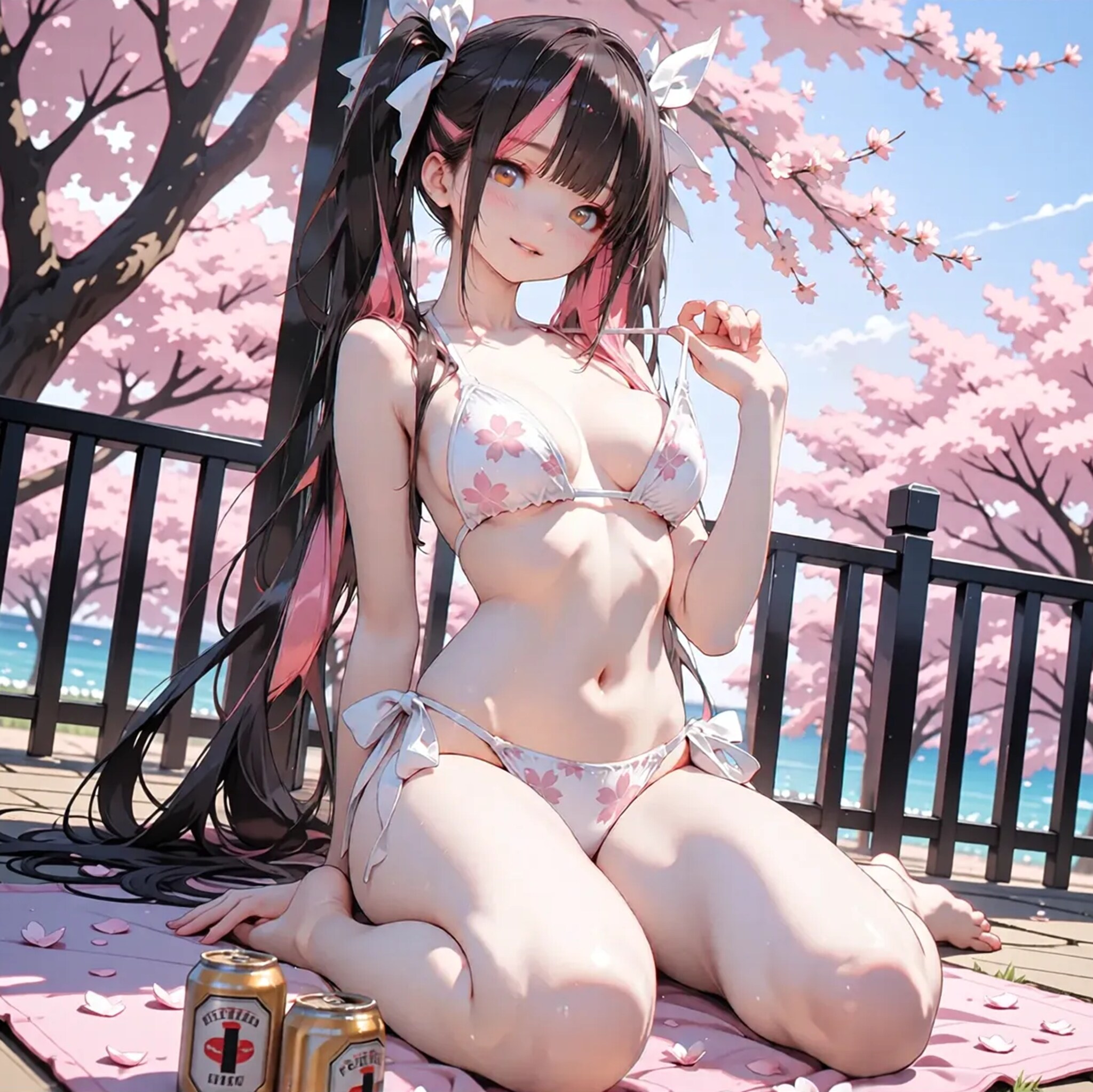 桜の水着と酔うと脱いじゃう娘