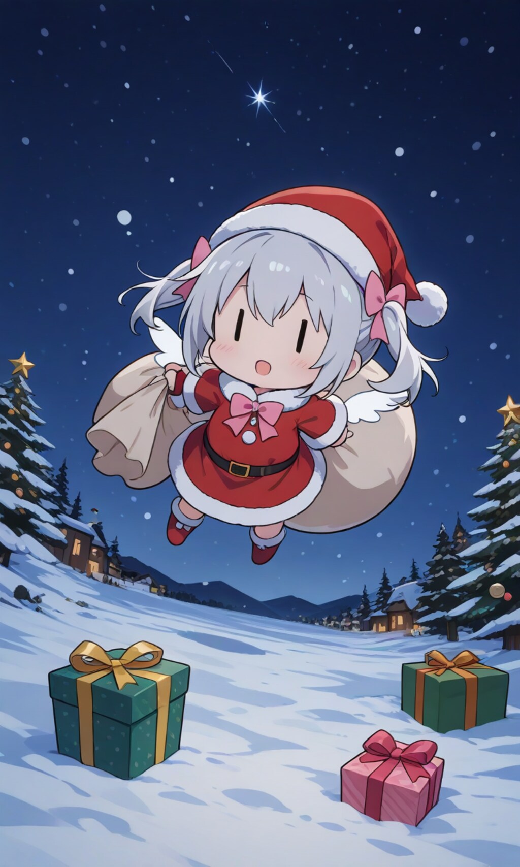 プレゼントを落とすチビサンタ