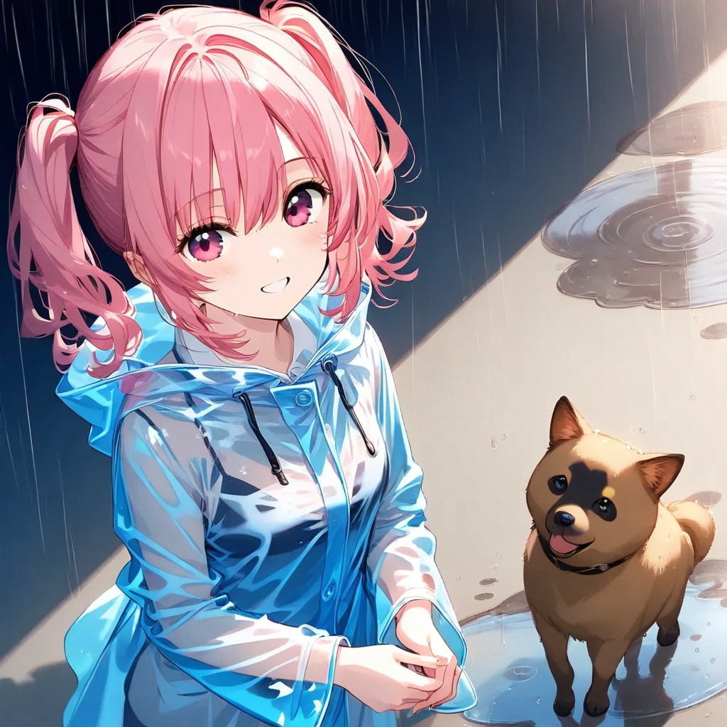 雨の中犬と散歩♪