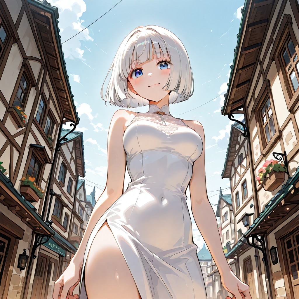 スリット付きワンピースを着た光莉