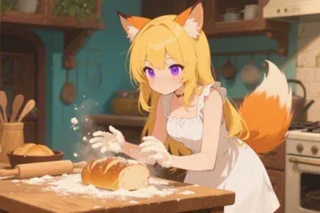 パンを焼くクレアちゃん