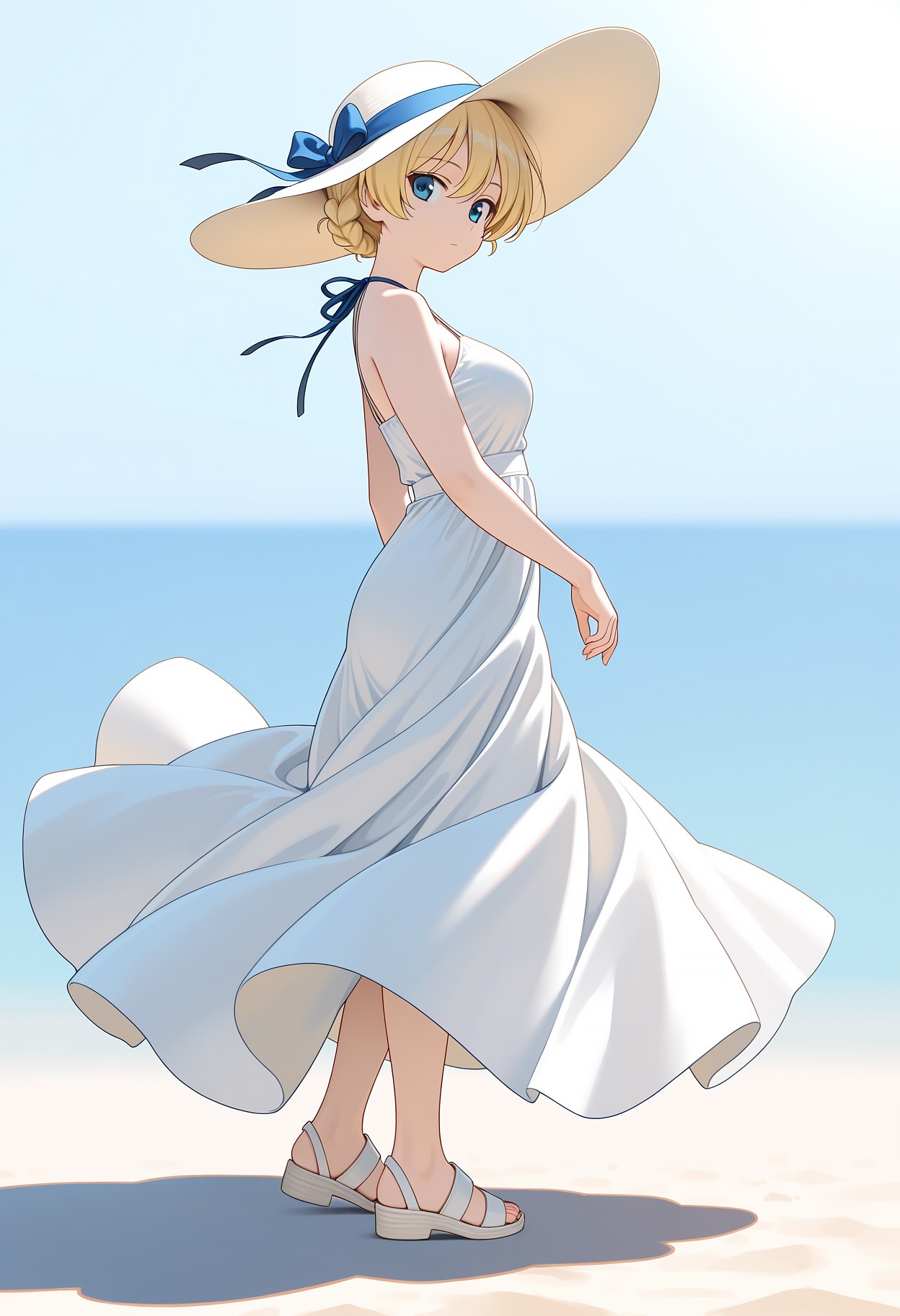 お嬢様と海 | の人気AIイラスト・グラビア