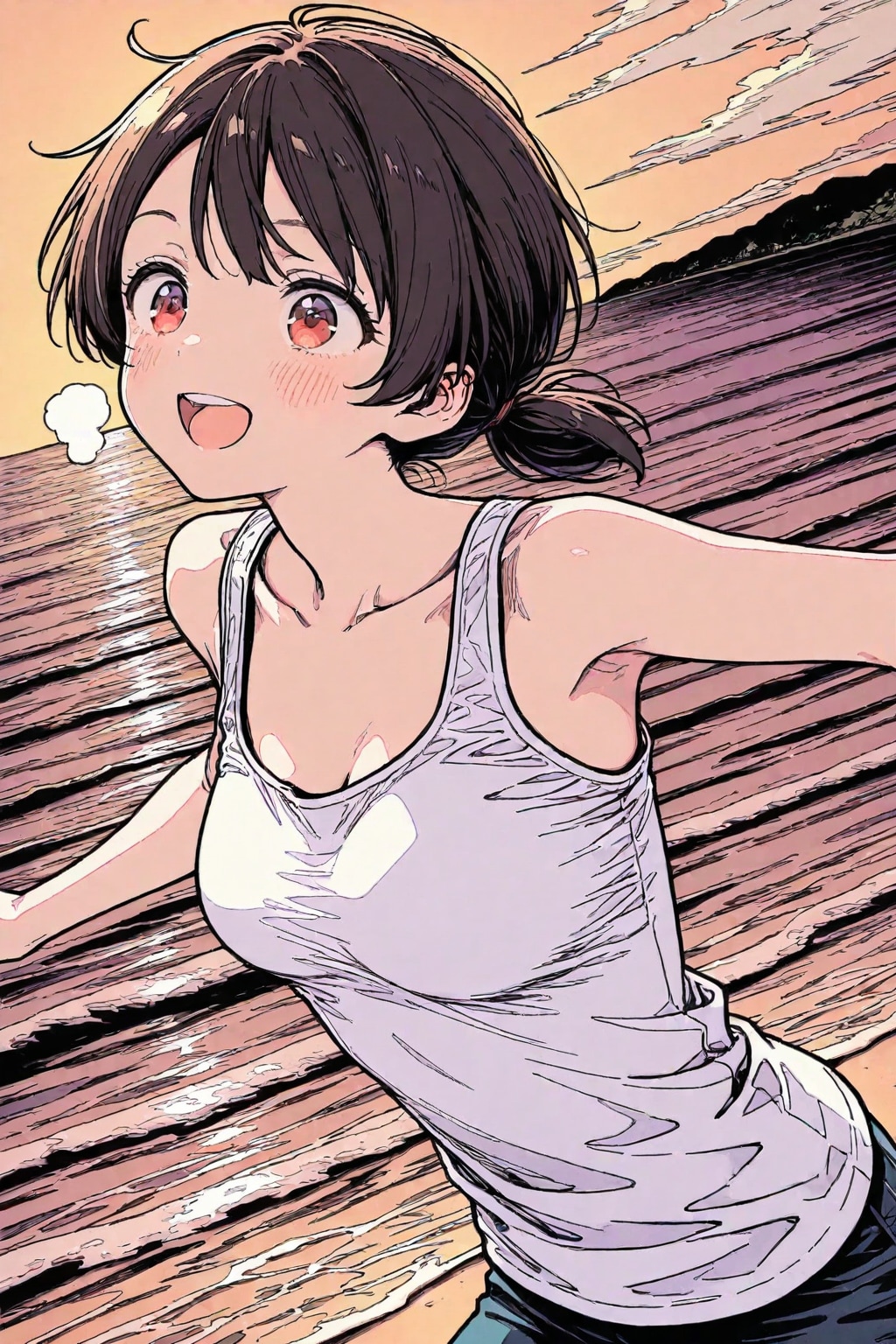 海辺×タンクトップ