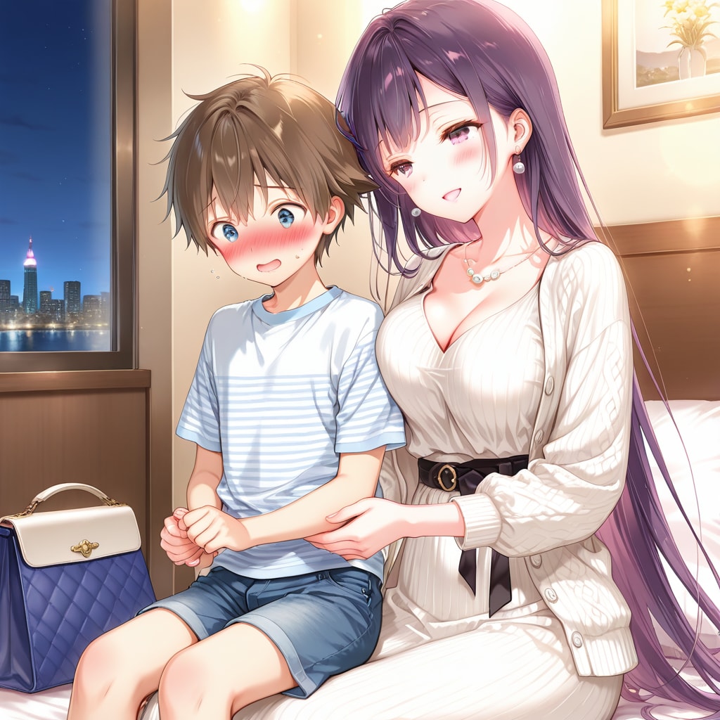 緊張してるんだぁ…ふふっ、可愛いね♡（おねショタの夜5-2）