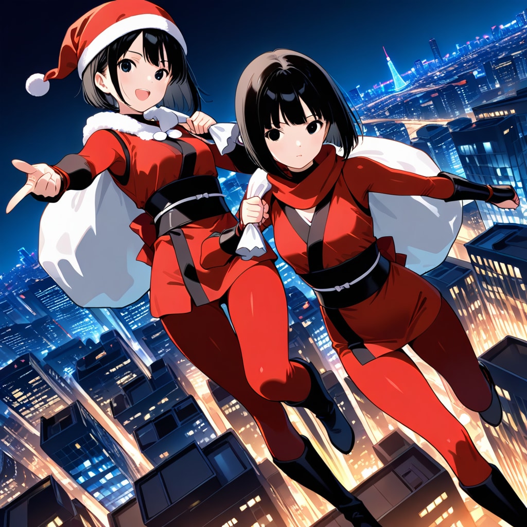 プレゼントを配るサンタ・ニンジャ達 | の人気AIイラスト・グラビア