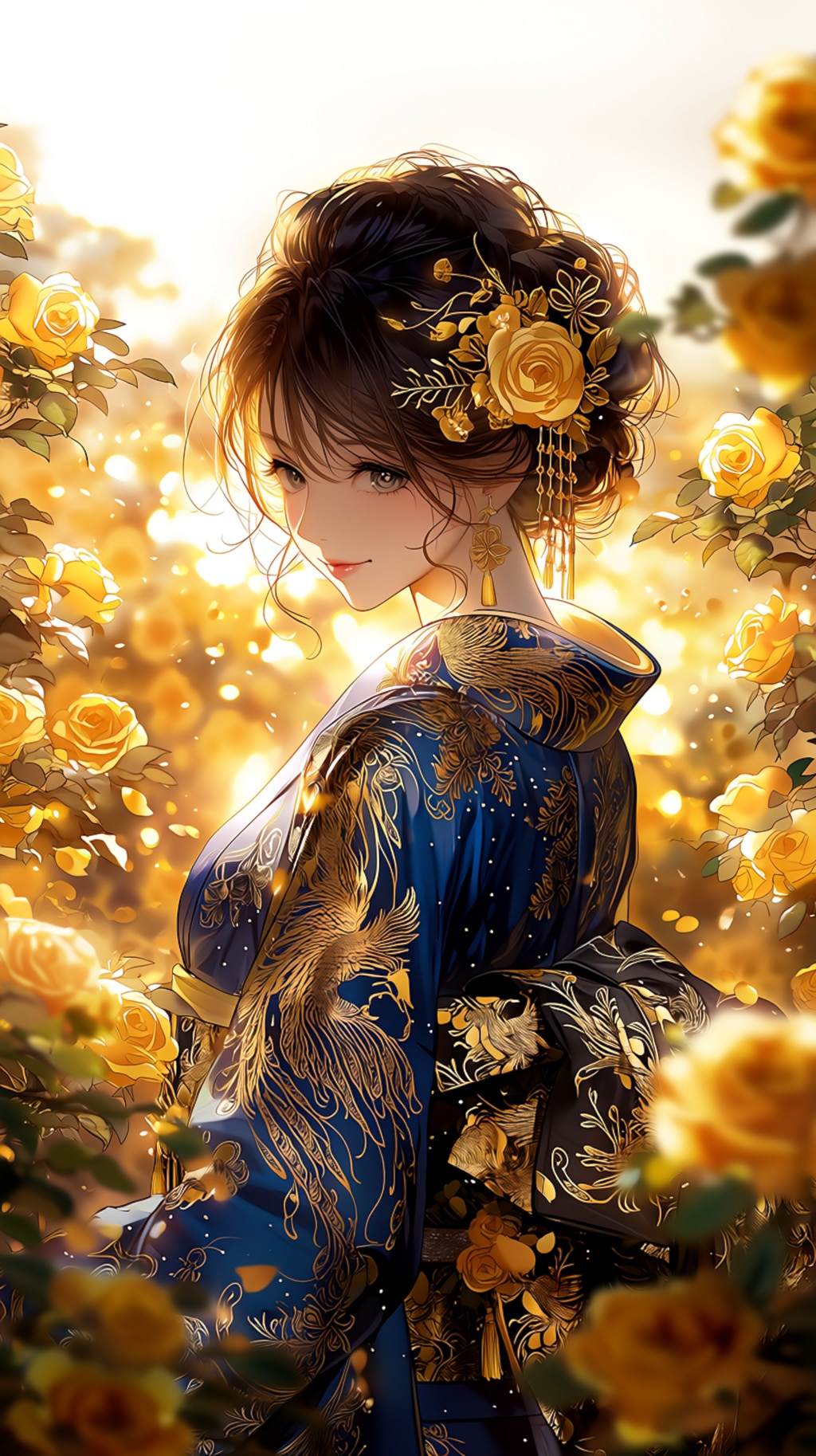 四色の薔薇と振袖を合わせて、一つの世界観を描いてみました。🌹