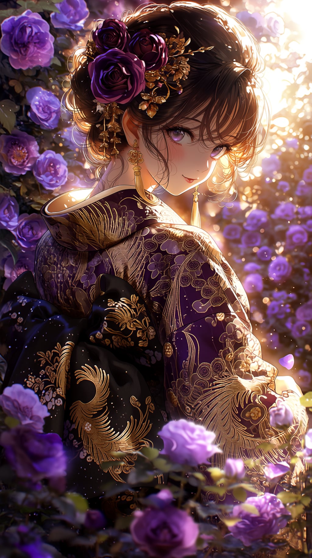 四色の薔薇と振袖を合わせて、一つの世界観を描いてみました。🌹