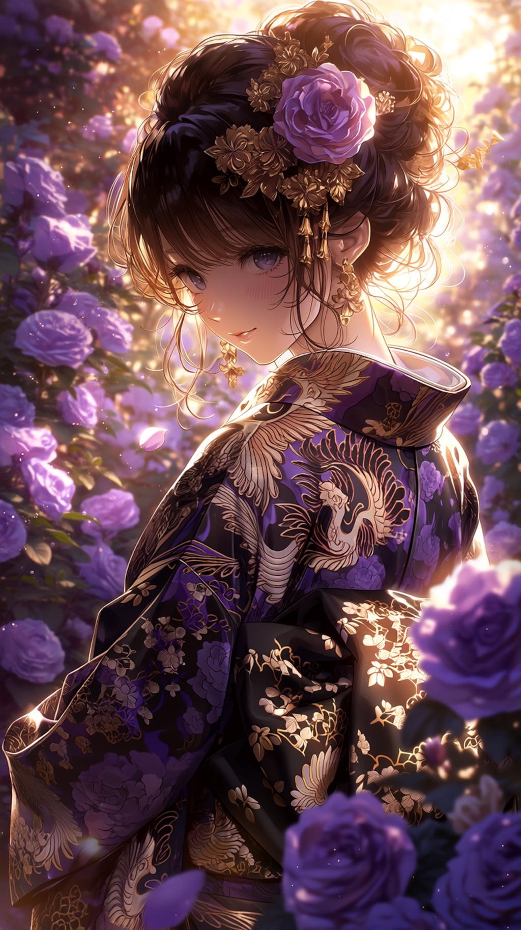 四色の薔薇と振袖を合わせて、一つの世界観を描いてみました。🌹
