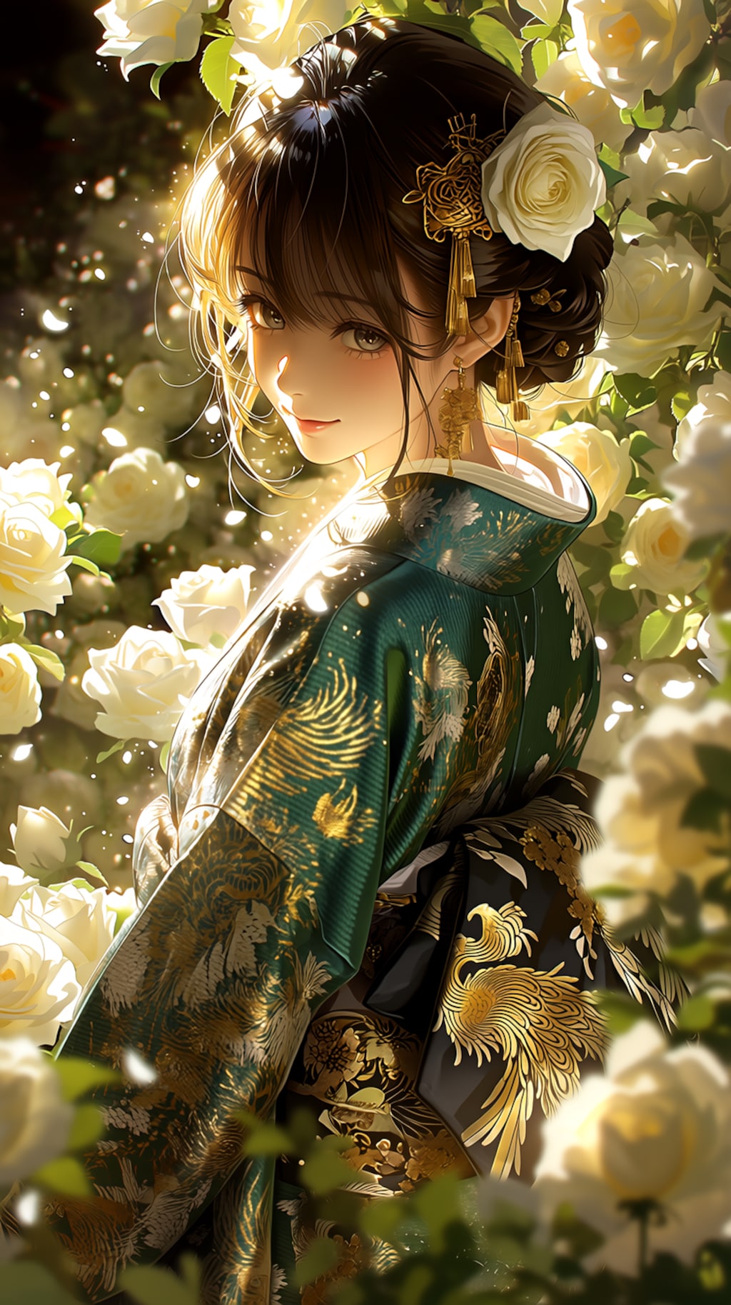 四色の薔薇と振袖を合わせて、一つの世界観を描いてみました。🌹