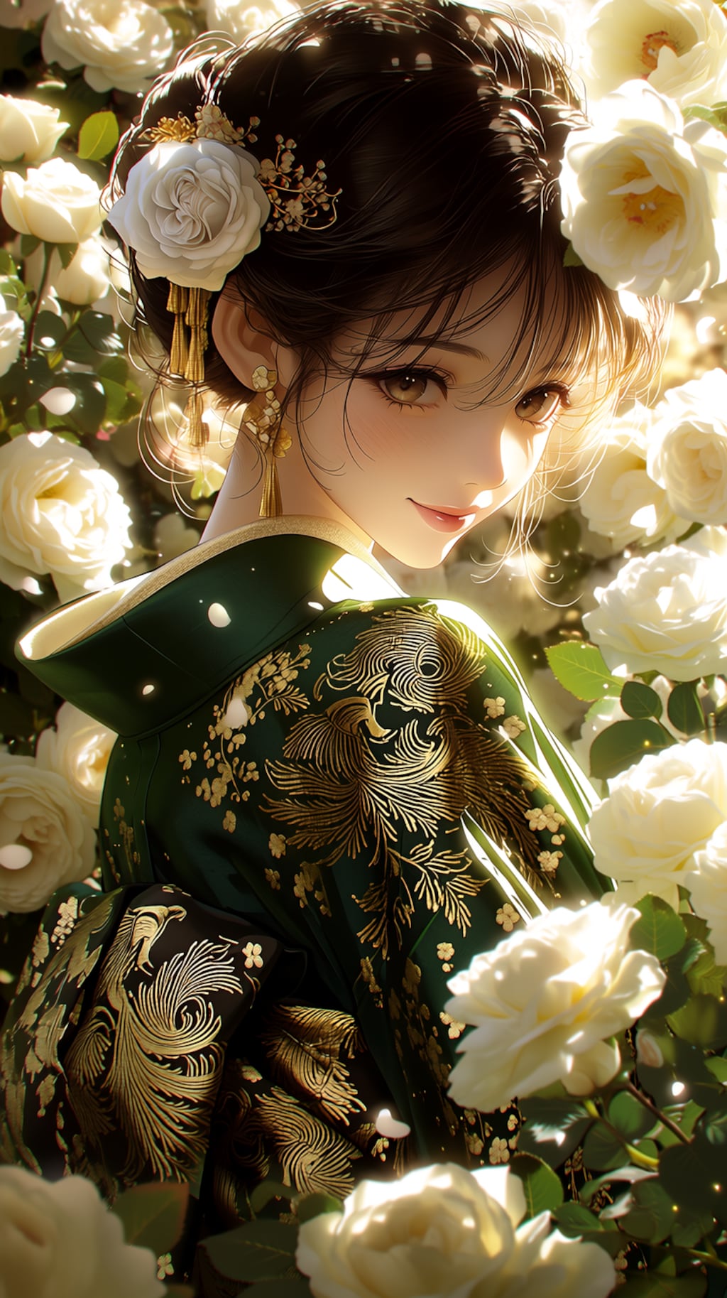 四色の薔薇と振袖を合わせて、一つの世界観を描いてみました。🌹