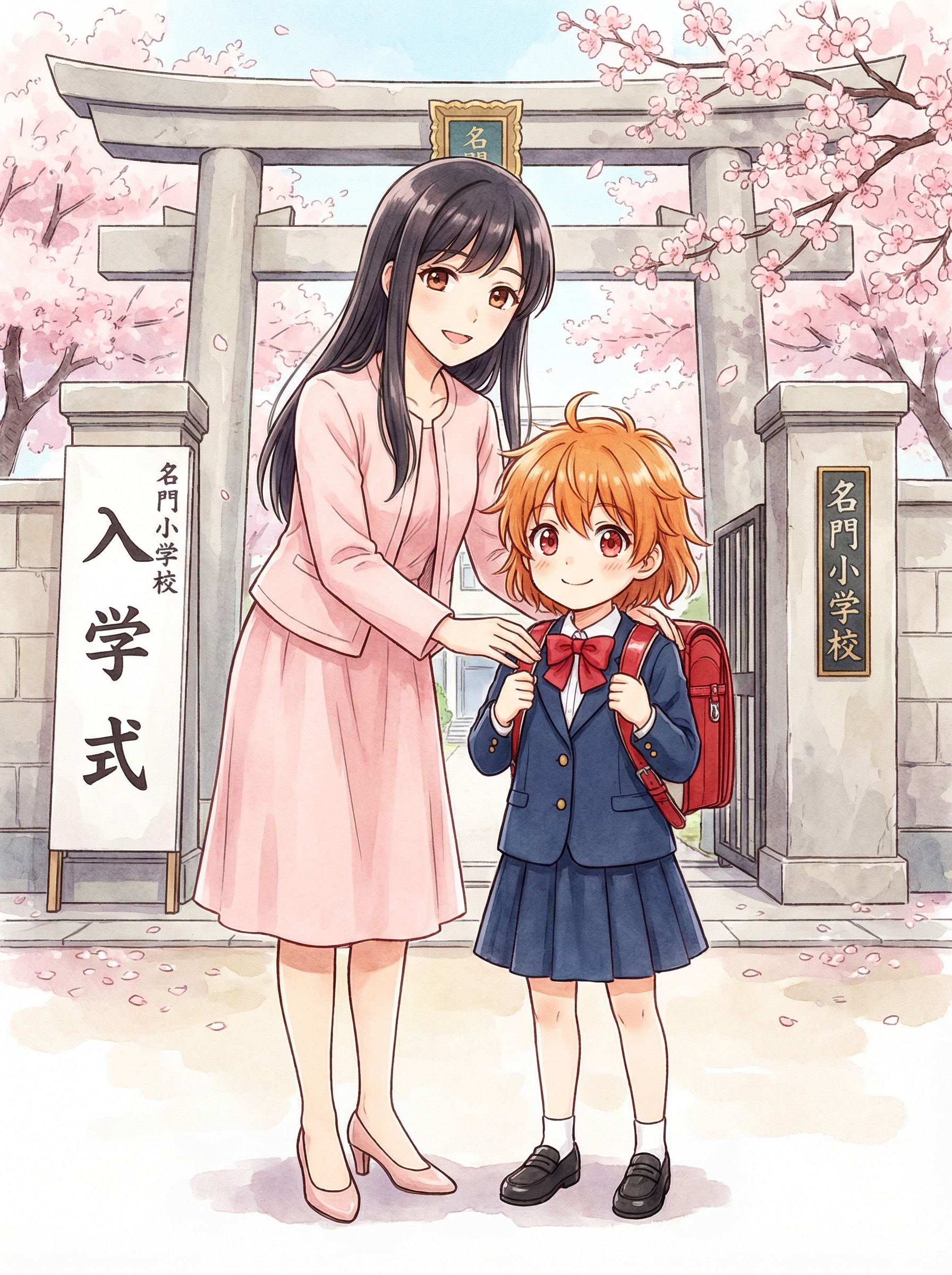 ららちゃんとユリママ　入学式記念撮影