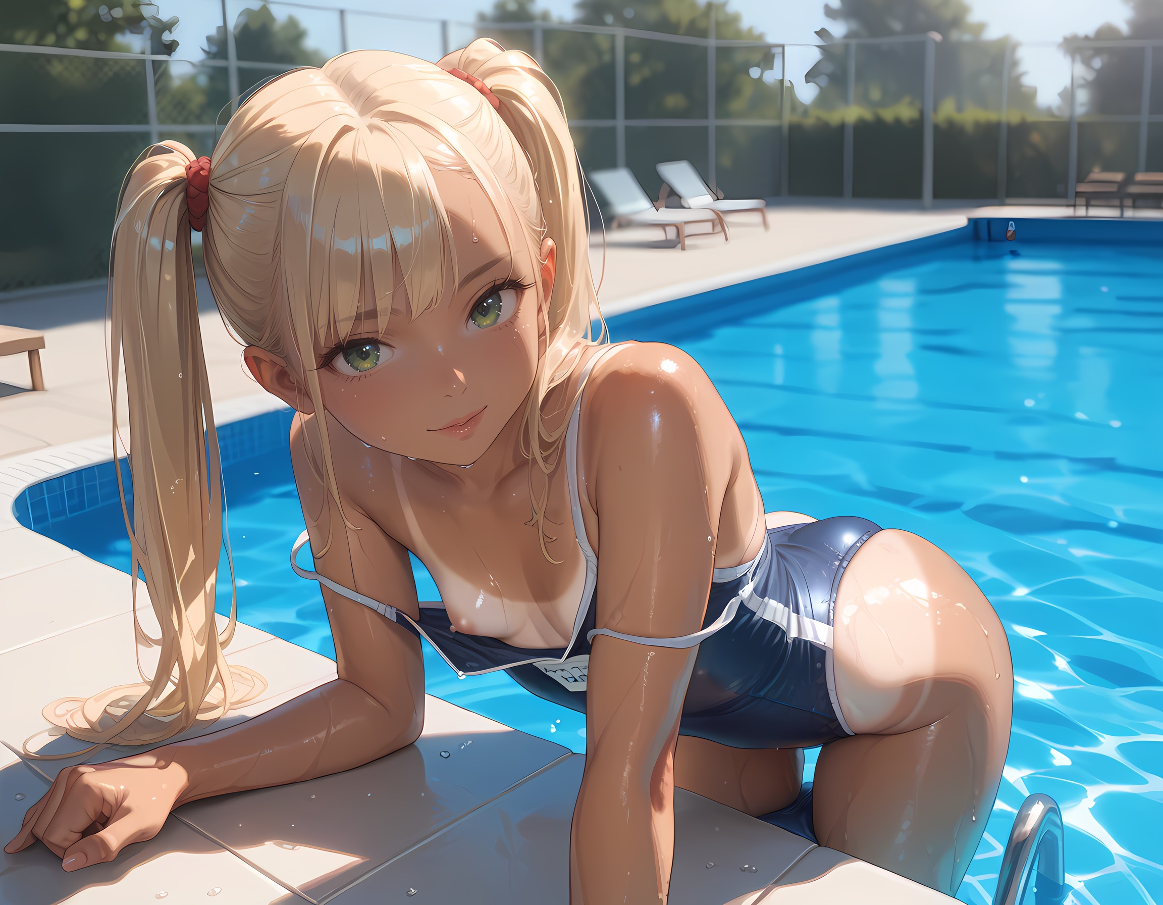 挑発的な日焼け少女
