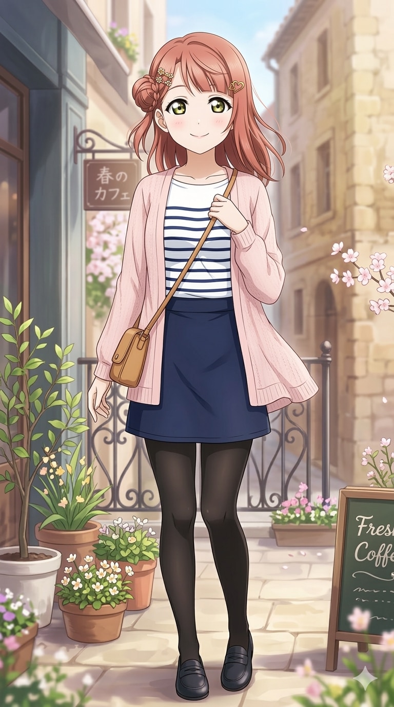 春の街角×ボーダーファッション【3/3】 | の人気AIイラスト・グラビア