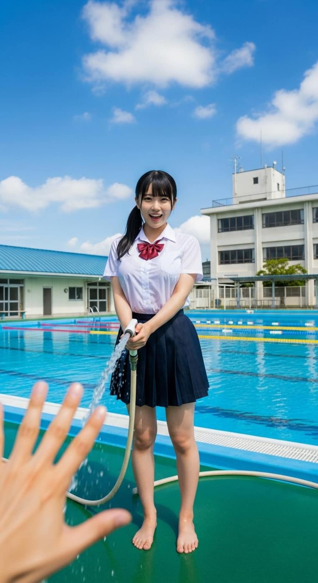 こら！先生にかけるな！