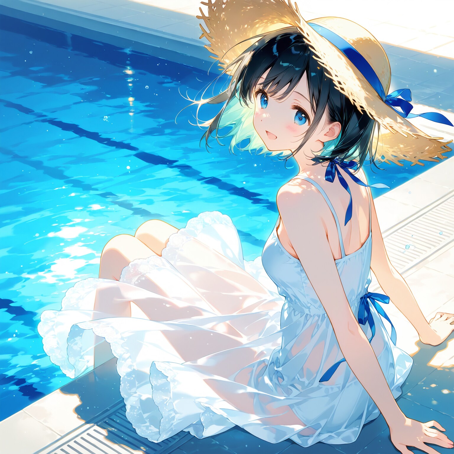 プールサイドの少女