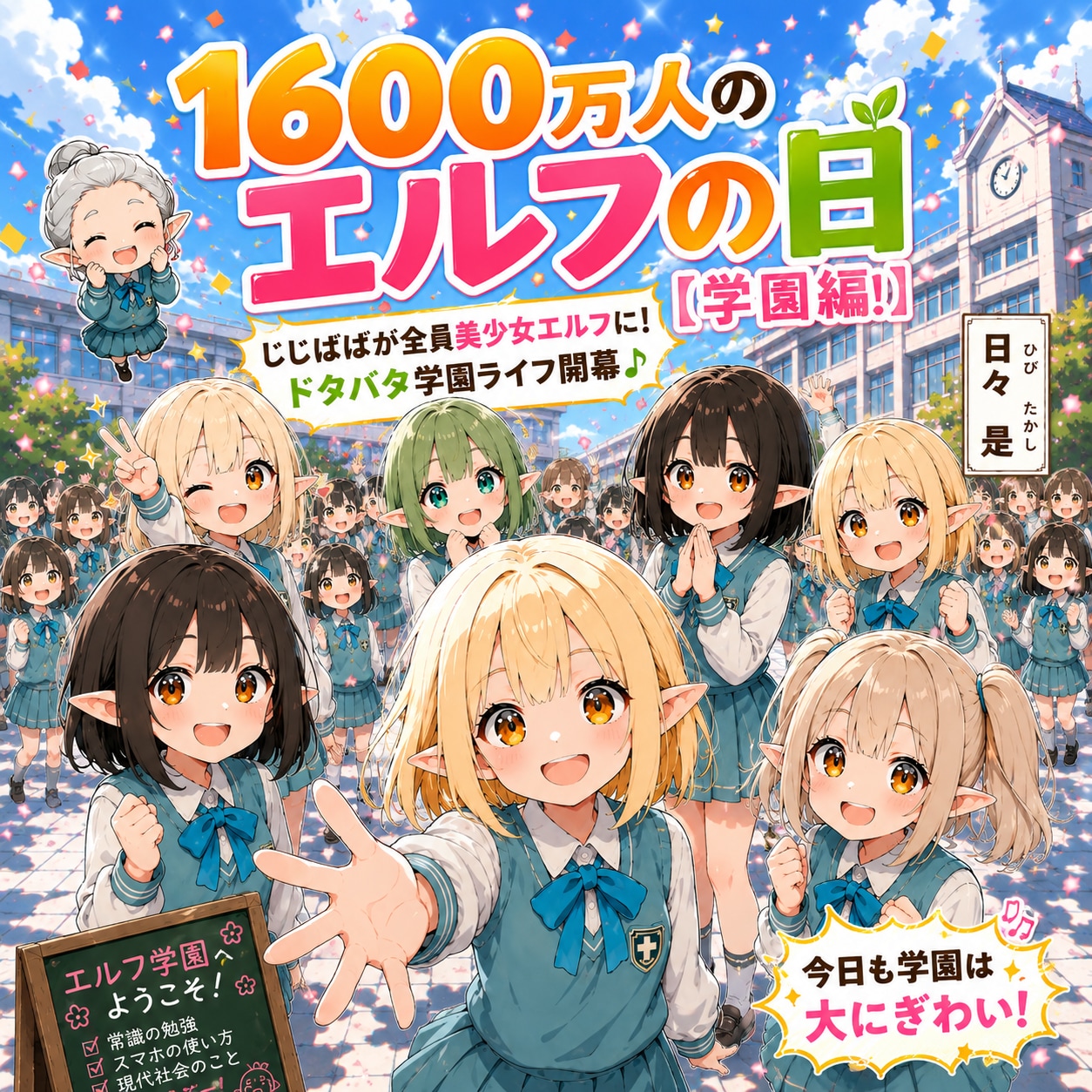じじばばが全員美少女エルフに⁉︎『１６００万人のエルフの日【学園編】』 | の人気AIイラスト・グラビア