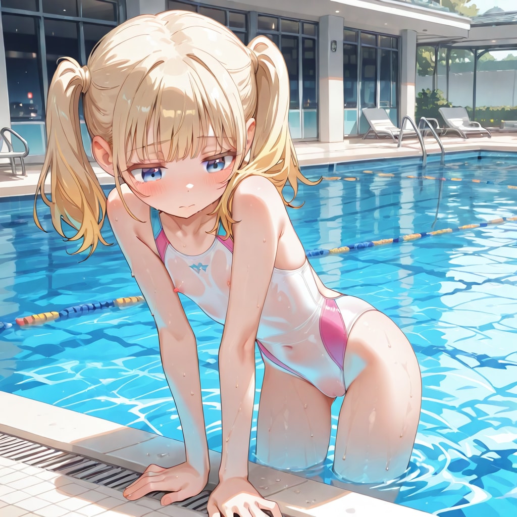 白い競泳水着の魔法少女ちゃん