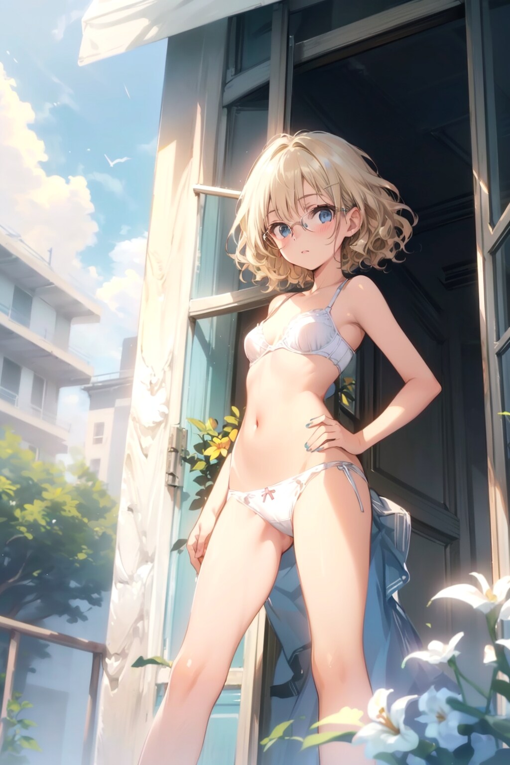 下着の眼鏡っ娘