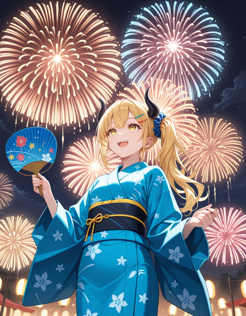 花火を楽しむ女鬼高生さん