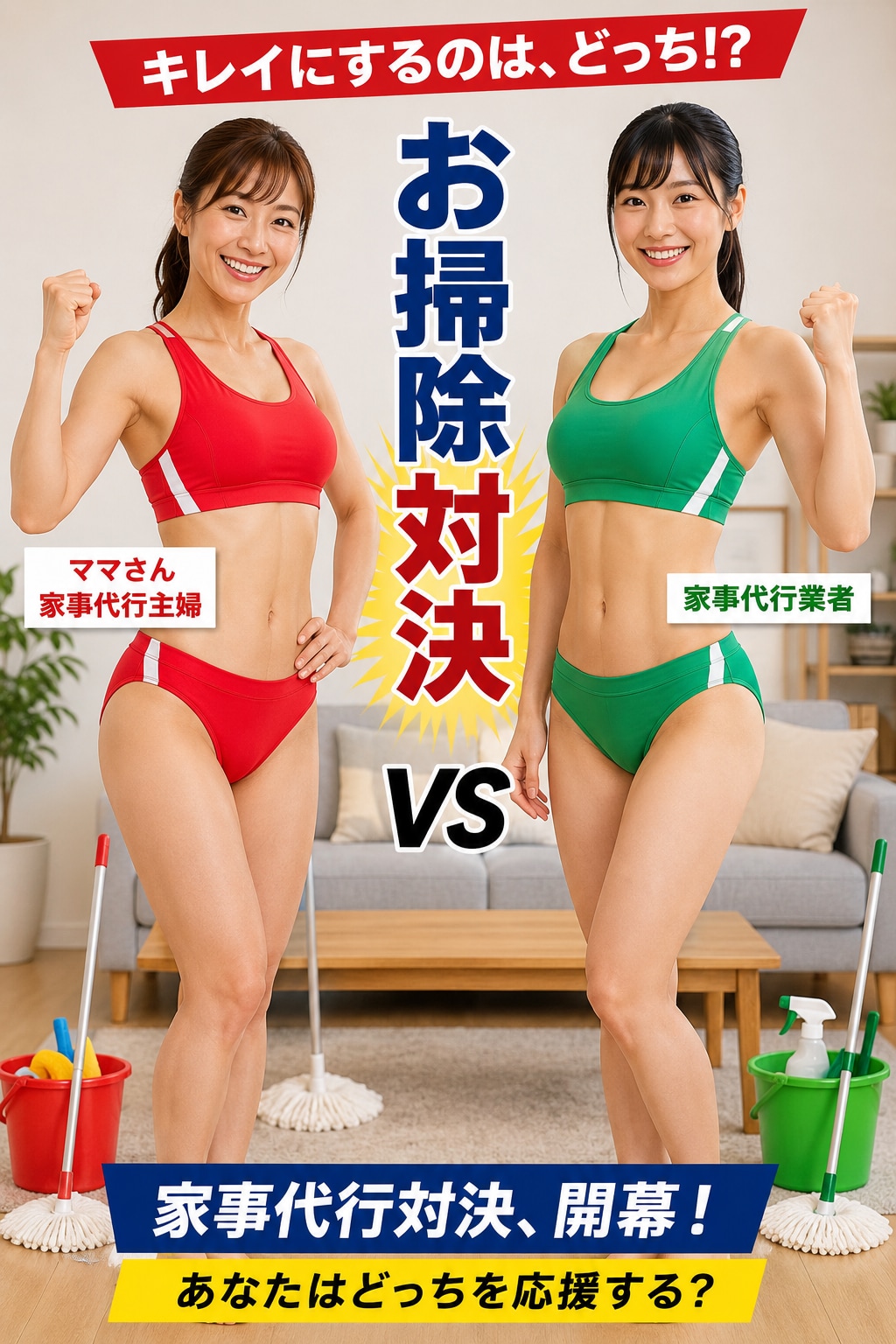 お掃除対決！ママさん家事代行VS女子大生家事代行