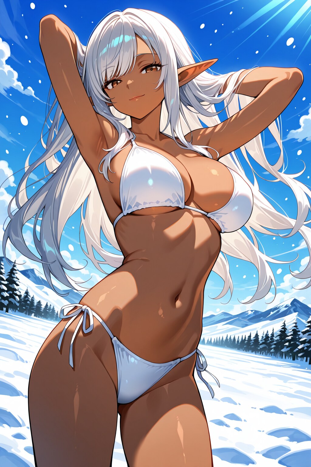 季節外れの水着ダークエルフさん