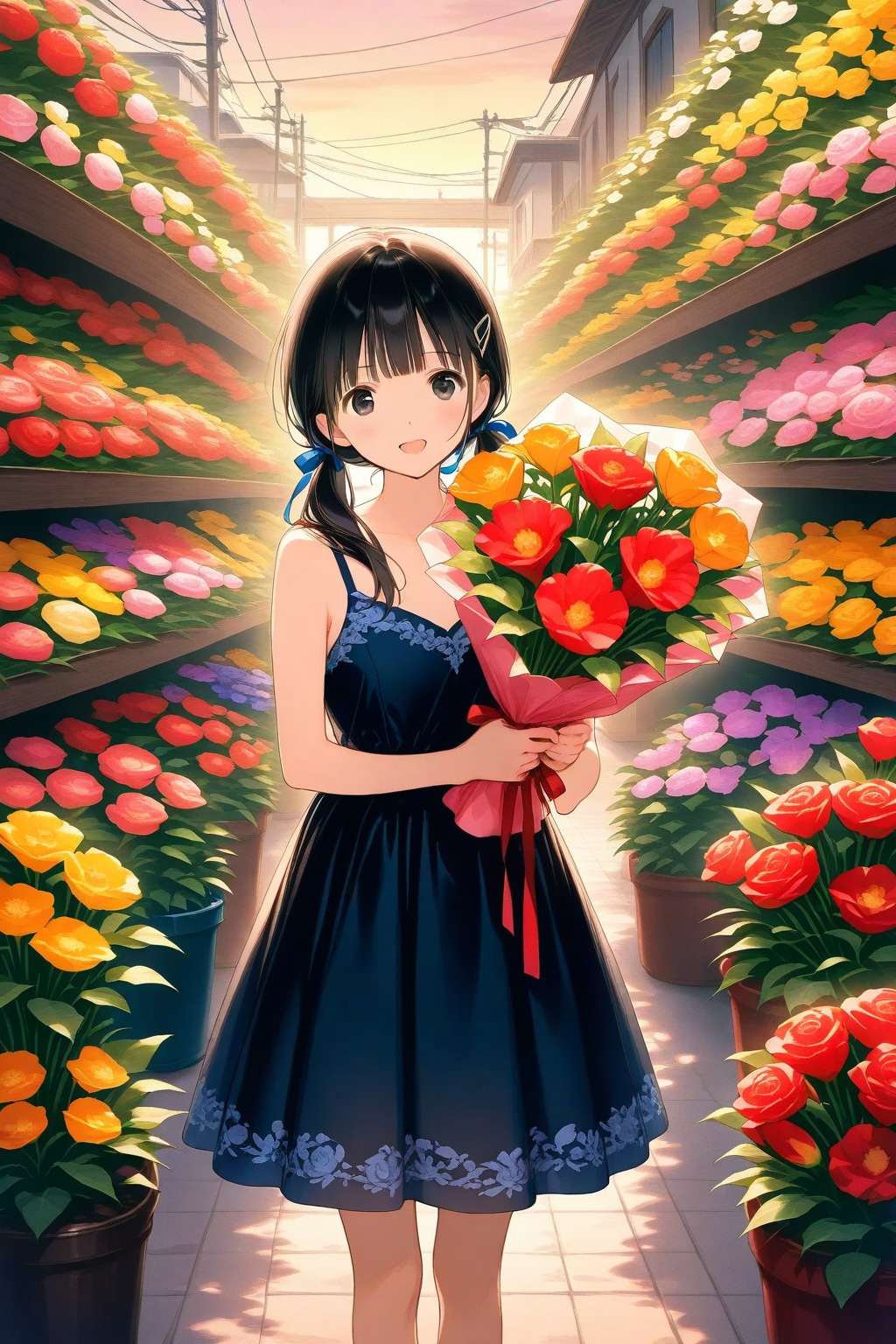 花束💐と次女ちゃん🌕✨