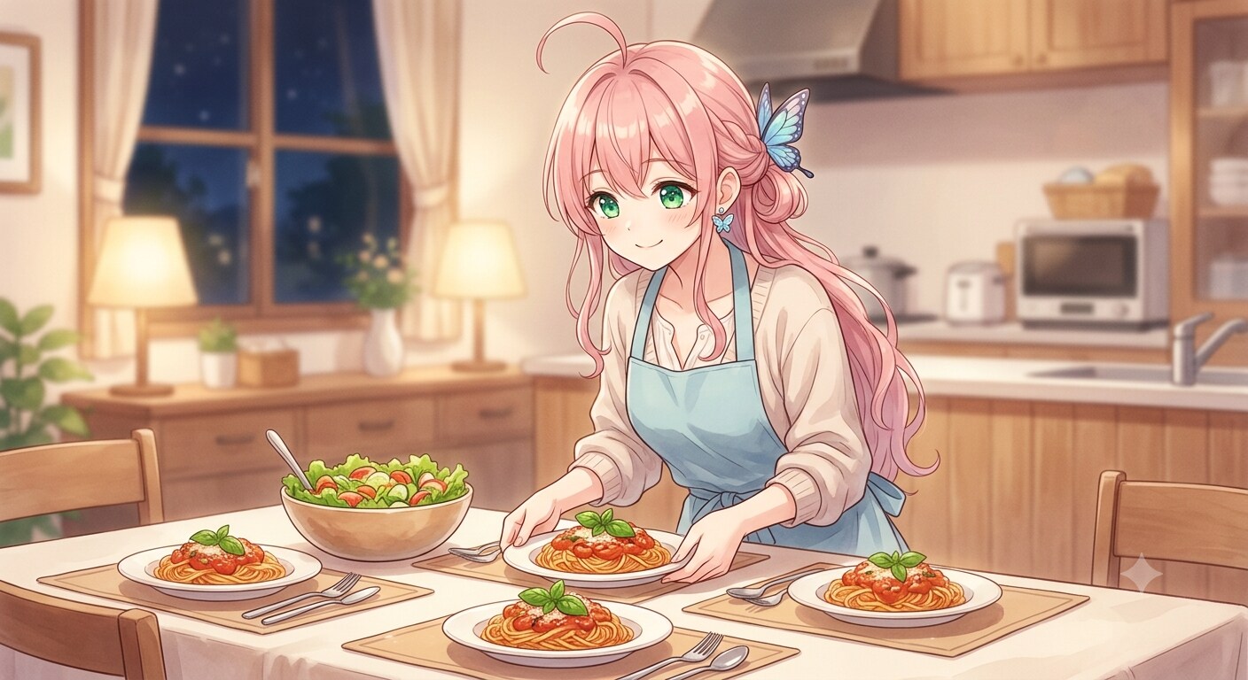 手作りごはん～バジルトマトソースパスタ～