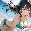 海ではしゃいで 5枚目