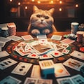 カードゲームする猫 2枚目
