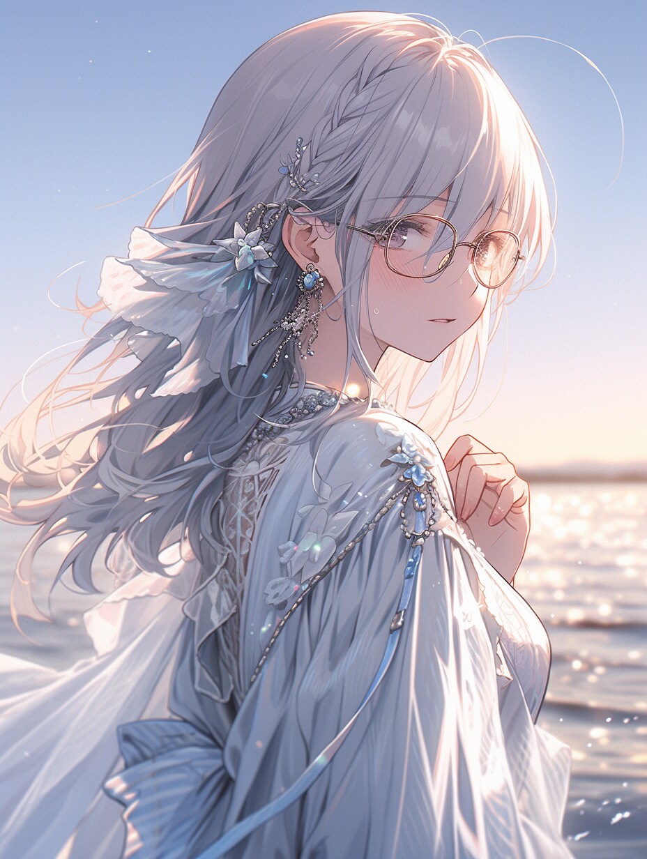 水平線上のメガネ女子