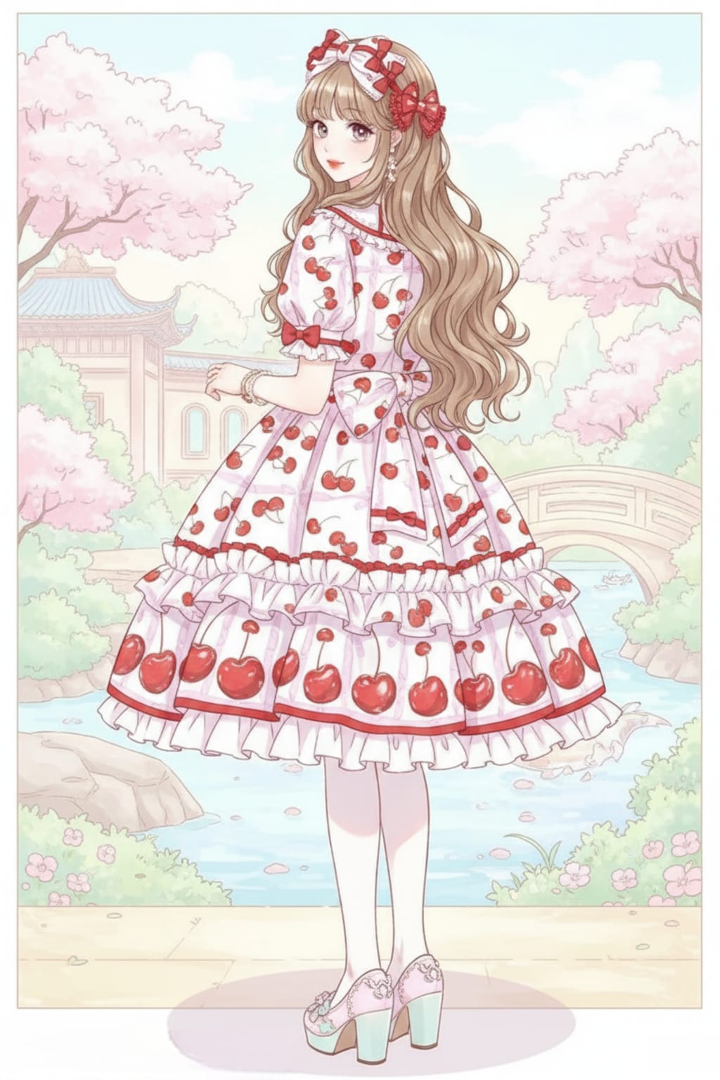 チェリー柄姫の佇まい