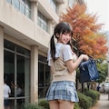 ミニスカ制服秋コーデのJ系妹ちゃん 6枚目