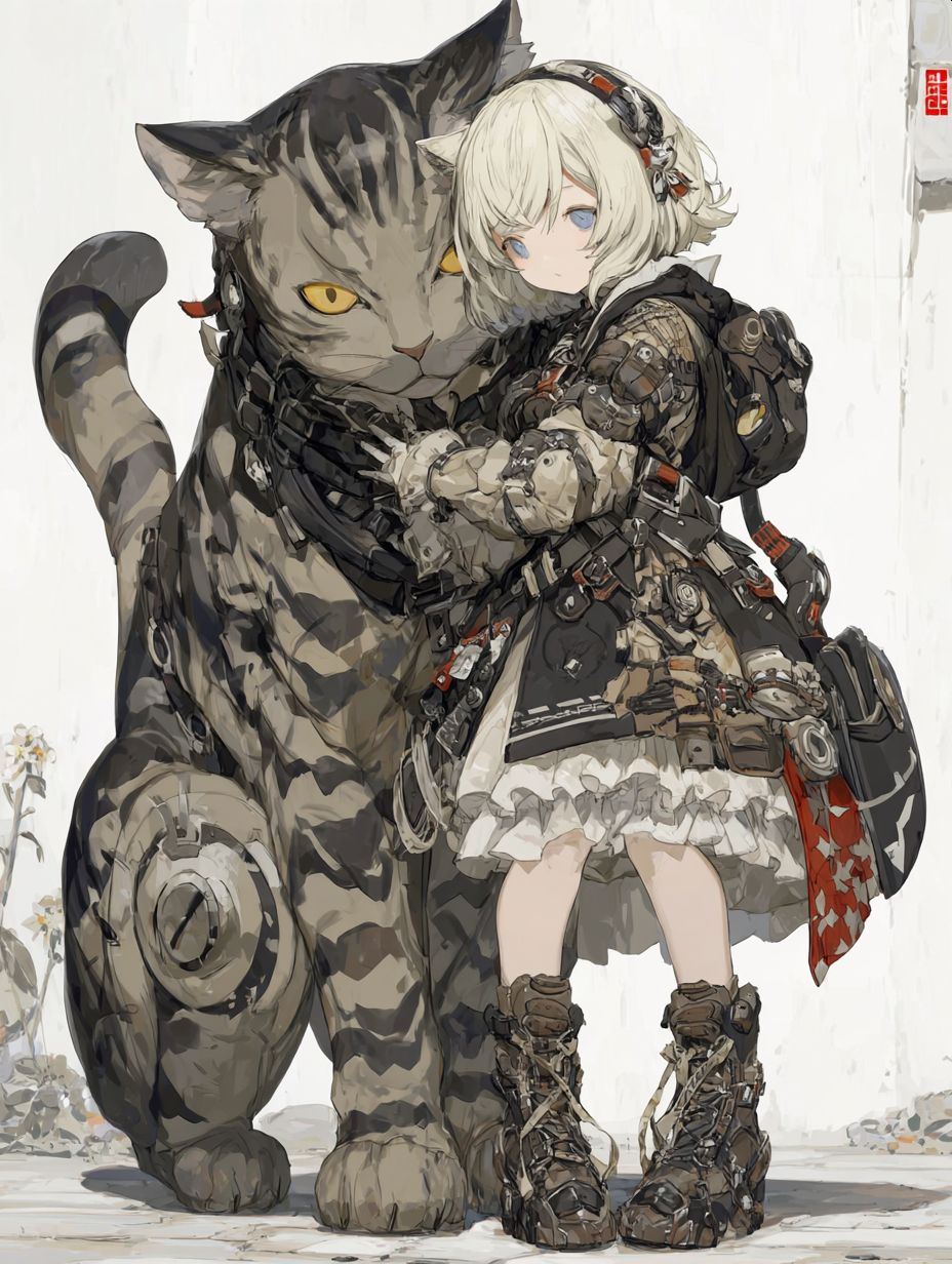 小さな女の子とおっきい猫 | の人気AIイラスト・グラビア