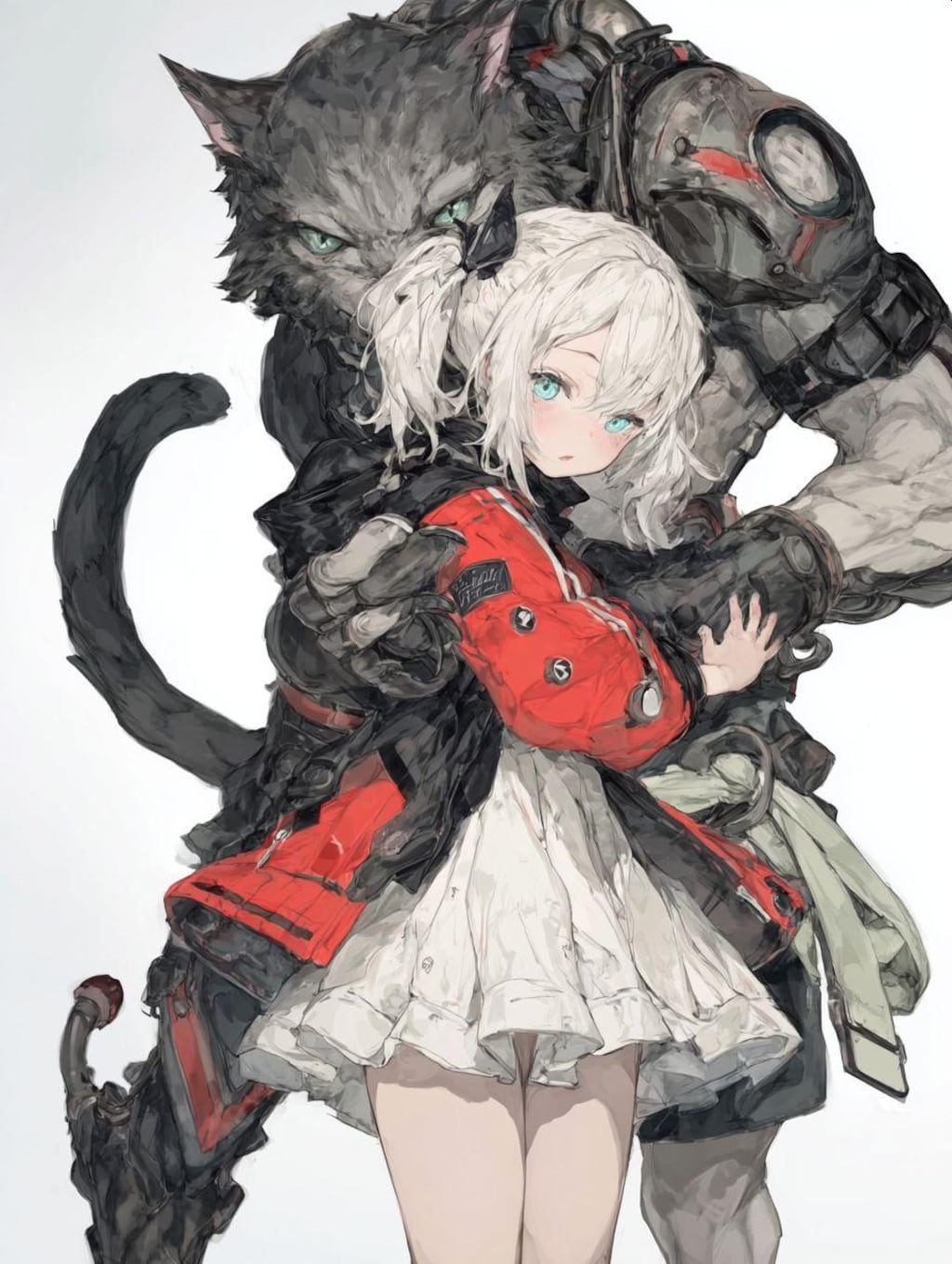 小さな女の子とおっきい猫