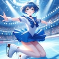 セーラー戦士風女子フィギュアスケート選手のエキシビション (水星) 11枚目
