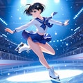 セーラー戦士風女子フィギュアスケート選手のエキシビション (水星) 3枚目